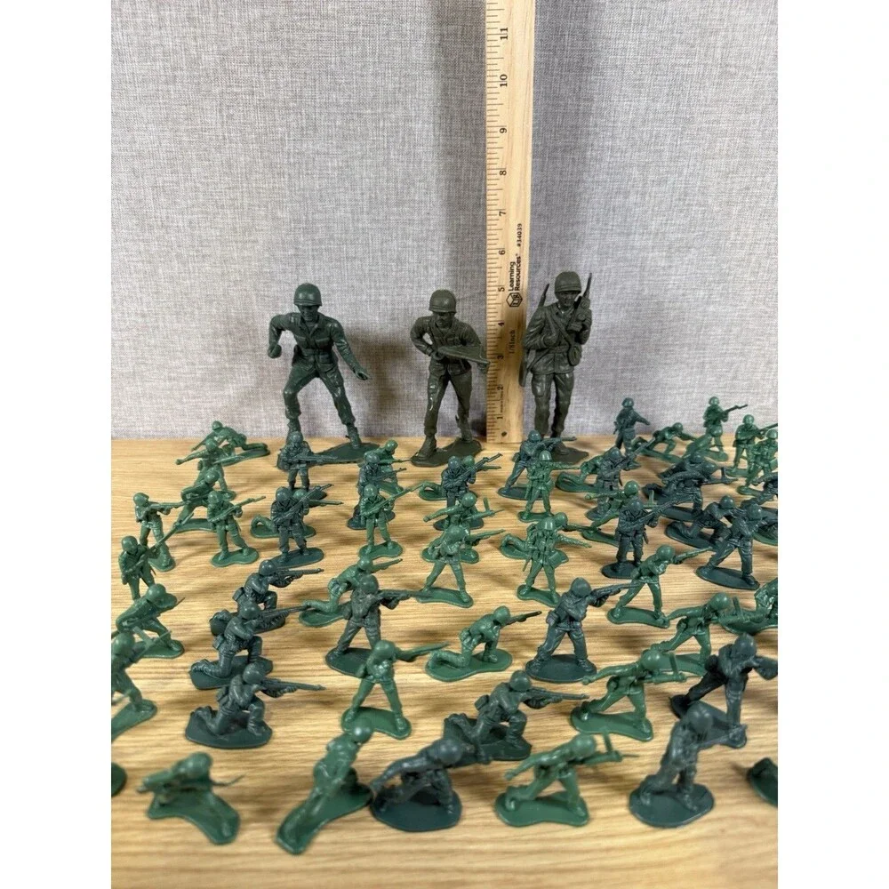 Vintage Plastic Green Army Men Lot - 3 Jumbo 6